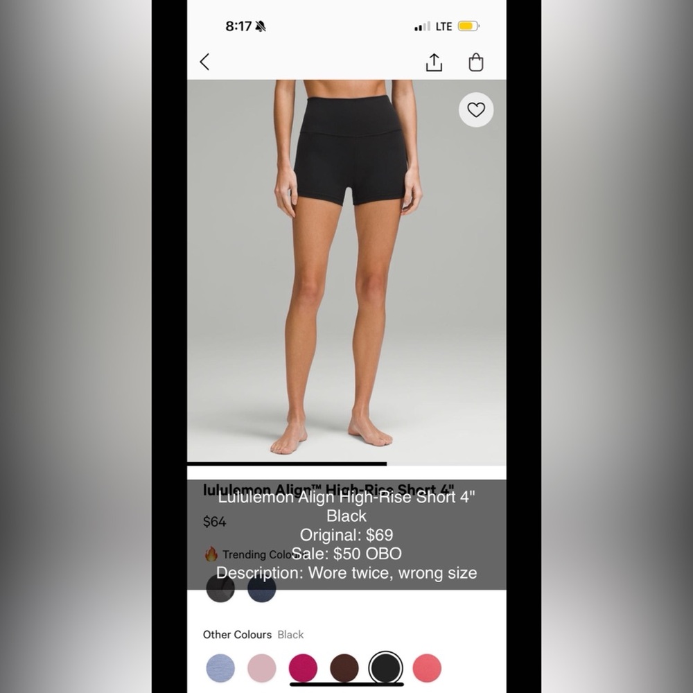 lululemon athletica Align High-Rise Short 4" - Black
